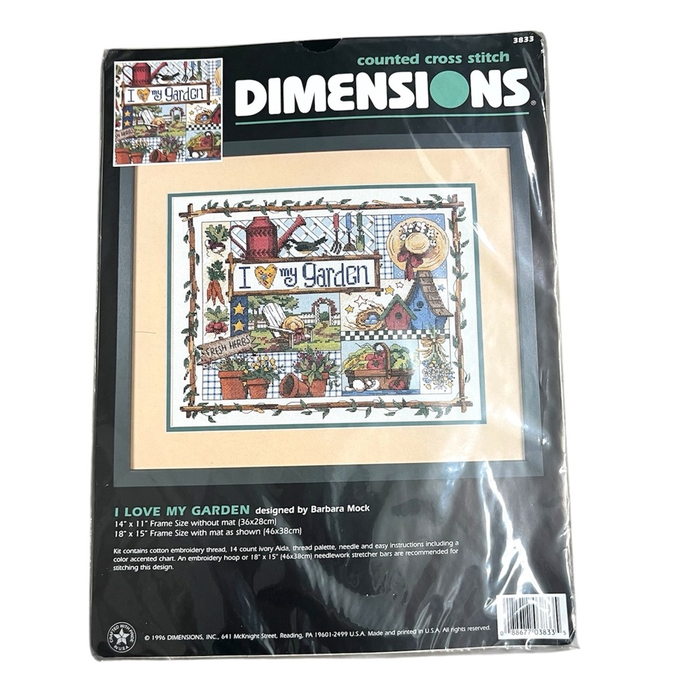 Dimensions I Love My Garden 3833 Cross Stitch Kit Barbara Mock 1996 Sealed